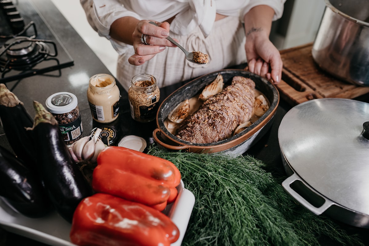 Fresh ingredients on kitchen counter